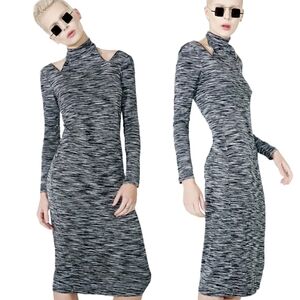 3 For $30! SALE Obey ZOEY CUT OUT Turtleneck Rayon Midi Bodycon Dress